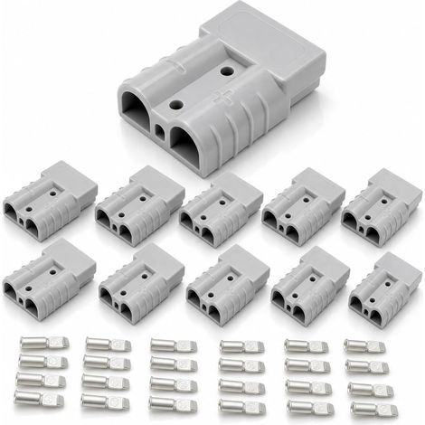 Lot de 10 Connecteur Batterie 50A 600V, Batterie Connexion Rapide Prise avec Broches pour Voitures, Fourgonnettes et Motos (1/5)