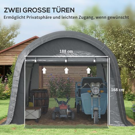 Abri de jardin 3x3m avec protection UV, imperméable, acier et PE, gris, double porte coulissante (1/5)