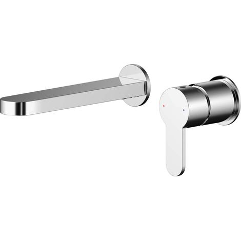 Balterley Consall Round Wall Mount 2 Tap Hole Bathroom Basin Mixer Tap - Chrome