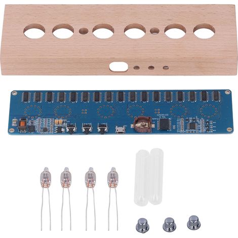 IN14-Röhrenuhr-Bausatz mit Buchenholzgehäuse – 5V-USB-Lampenmodul zum Zusammenbauen