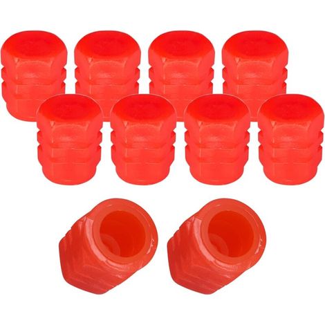 10x Bouchon de valve capuchon phosphorescent lumineux Nuit schrader pneu vélo moto auto voiture quad trottinette, rouge (1/4)
