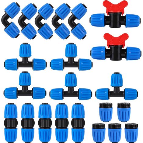 Kit De Raccords D'irrigation Goutte à Goutte De 22 Pièces Pour Raccords à Fourche Blue Lock Pour Manchons De Carte 16mm De 1/2 Pouce (diamètre Extérieur 0620 Pouce Diamètre Intérieur 0520). In)