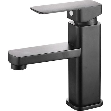 Robinet d'évier de cuisine carré en plastique noir avec eau chaude et froide pour salle de bain, cuisine ou hôtel (1/5)