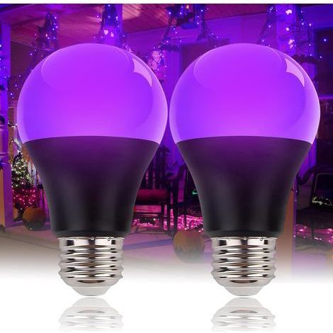 2 Ampoule LED UV E27 10W Lumière Noire 395nm Pour Fête Halloween Peinture Corps (1/5)