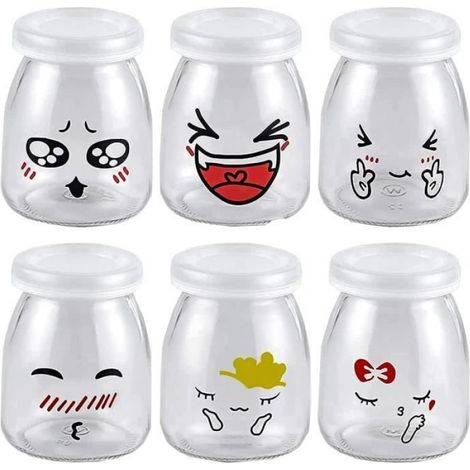 Pot En Verre - 150 Ml - Couvercle Hermétique En Pe - Pour Desserts Crèmes Confitures - 6 Pièces (1/4)
