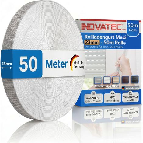 Sangle de volet roulant de 50 m - Maxi 22 mm - Pour porte et fenêtre - Résistante à la déchirure et aux UV - En gris, blanc, beige, marron, noir, couleur : gris (1/5)