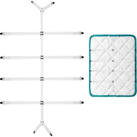 Tendeur de drap réglable avec 12 pinces métalliques pour surmatelas et draps-housses