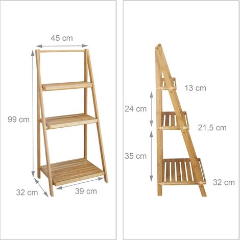 Scaffale a scala per piante da interno 90 x 30 x 100 cm spazio di archiviazione decorativo pieghevole in bambù naturale 130003332