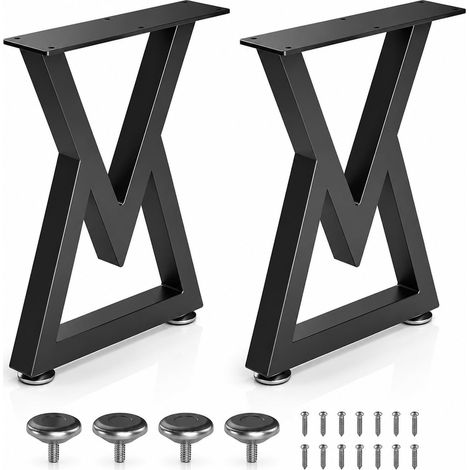 Lot de 2 pieds de table en métal noir - 30 x 40 cm - Pieds de meubles en métal avec vis réglable - Pieds de table basse - Pour table basse, banc, bureau (forme de V) (1/5)