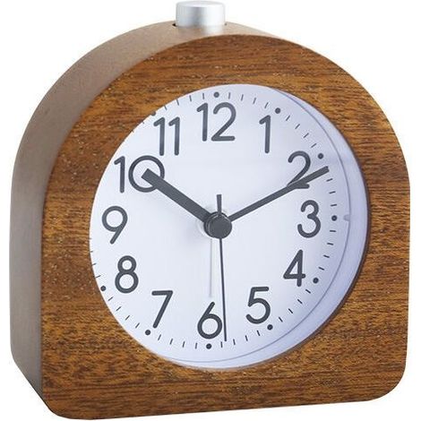 Alarm clock with light, silent alarm clock, audible alarm clock, silent retro desk clock in solid wood, 9644101mm (1/5)