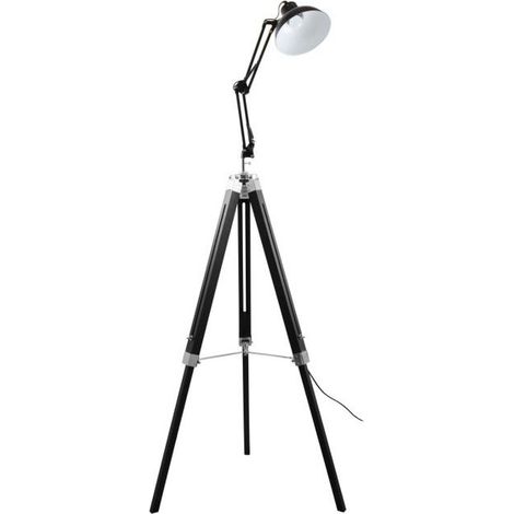 Gasoline - Office Noir - Lampadaire Décoratif - Bois Et Métal - Pied 170 Cm - Abat-jour 20 Cm (1/5)