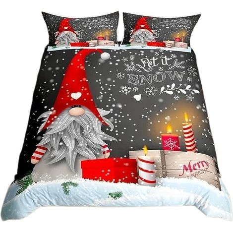 Parure de lit Père Noël scandinave, 2 ou 3 pièces, en microfibre, pour Noël, 200 x 230 cm (1/5)