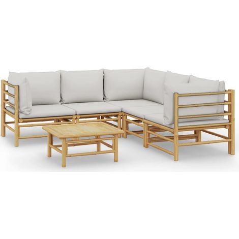 Maison Exclusive - 6-tlg. Garten-Lounge-Set mit Kissen Hellgrau B
