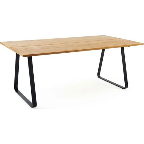 Table à manger L. 200 cm plaqué chêne et piètement luge noir – FINE 0476 (1/5)