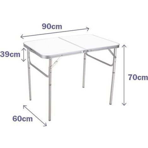 Tavolo pieghevole - MARBUENO - 90 x 70 x 60 cm - Alluminio - Bianco - Pieghevole