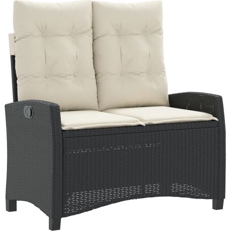 Banc inclinable de jardin,Banquette de jardin,Chaise avec coussins noir résine tressée CFW25885 (1/5)