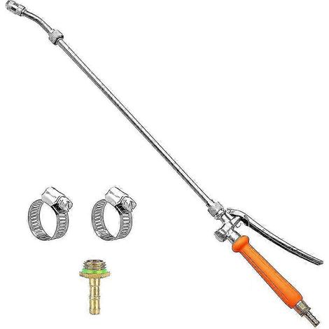 Lance de pulvérisation en acier inoxydable (29 pouces) avec vanne d'arrêt et raccords cannelés en laiton (1/4" et 3/8") (1/5)