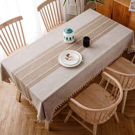 Moderne Lin Coton Nappe de Table Rectangulaire Nappes pour Table Rectangulaire Home Cuisine Décoration (90x140cm,Café) (1/5)