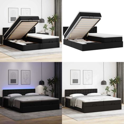 vidaXL Lit ottoman avec matelas & LED Noir 160x200cm similicuir (1/5)