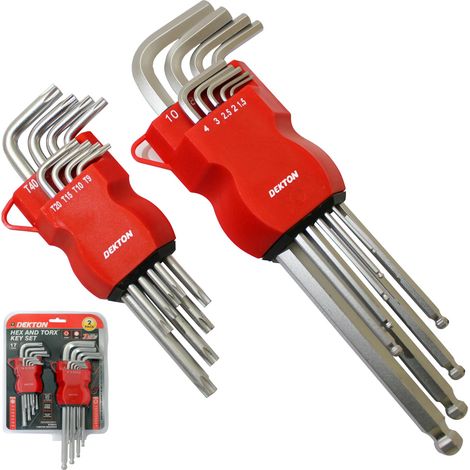 Dekton 17pc Allen Key And Star Security Bit Set Torx Hex Wrench Key Metric Bits (1/3)