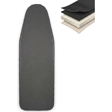 Housse de Planche à Repasser Extra Large 150x55 cm – Bords élastiqués, Rembourrage épais en Feutre, Surface à revêtement thermoréfléchissant, Housse de Rechange, Gris (1/5)