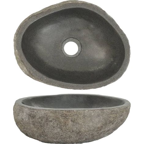 INLIFE Lavabo en pierre de rivière Ovale 30-37 cm (1/5)