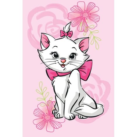 Couverture polaire Disney Marie chat à fleurs roses 100x150 cm