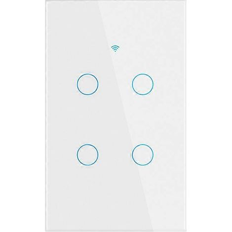 Interrupteur mural intelligent Tuya US WiFi 1/2/3/4 postes sans fil neutre. à capteur tactile et LED. compatible avec Alexa Home. (1/5)