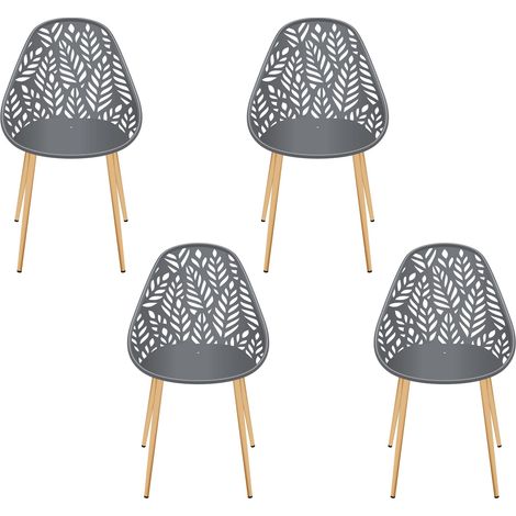 Lot de 4 Chaises - HOME DECO FACTORY - Lucena - Ergonomiques - Grises (1/4)