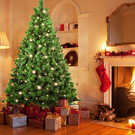 Randaco Árbol de Navidad de agujas de abeto con soporte 120cm Flocking exterior con LED blanco cálido (1/5)