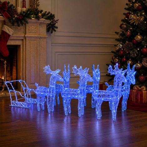vidaXL Reindeers & Sleigh Christmas Decoration 320 LEDs Acrylic (1/5)