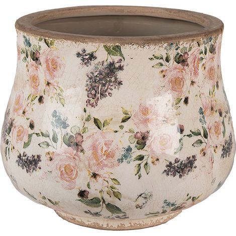 Pot de fleurs céramique fleurs anciennes 22x18cm (1/2)