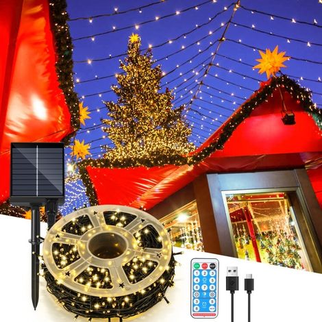 SWANEW Guirlanda Solare LED Ghirlanda Luminosa Tenda LED Party Giardino Interno Esterno Decorazione Illuminazione Natalizia 100M 1000LEDs Bianco Caldo (1/5)
