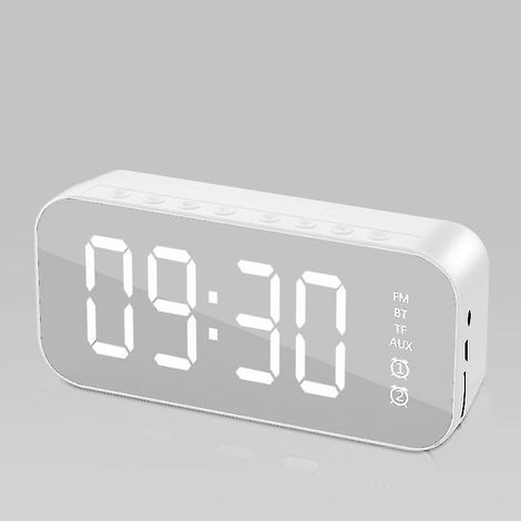 Digitaler LED-Wecker mit Bluetooth-Lautsprecher und beleuchteter elektronischer Musikbox für den Nachttisch – Weiß (1/5)