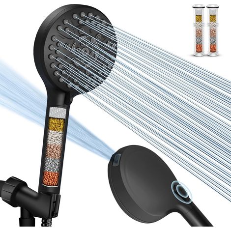 PALAS Duschkopf mit Filter, Handbrause, Hochdruck-Duschfunktion mit 10 Modi, integriertem Power-Wash, Enthärtung von hartem Wasser, Entfernung von Chlor, verstärkter Schlauch, Überkopfhalterung, Anti- (1/5)