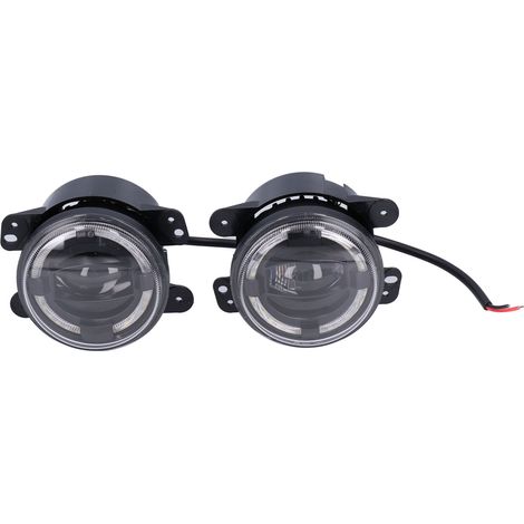 4-Zoll-LED-Nebelscheinwerfer (30 W) mit weißem Halo und Tagfahrlicht (DRL), wasserdicht, 12/24 V, kompatibel mit Jeep Wrangler 2007–2018 (1/3)