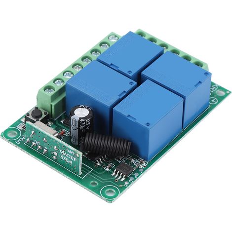 Contrôleur d'interrupteur sans fil 4 canaux 12 V 433 MHz pour porte de garage/éclairage (1/5)