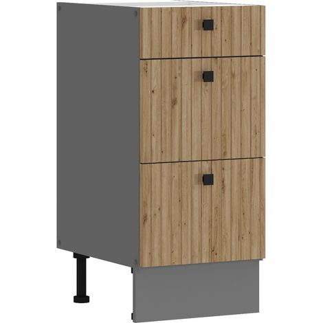 Küche AVA Artisan Unterschrank 40 cm Lamellenoptik Küchenzeile Einbauküche (1/5)