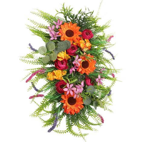 Guirlande Florale Artificielle - 40 x 28 cm - Pour Porte D'Entrée Mur Fenêtre Décoration Intérieure Extérieure - 1 Pièce (1/5)