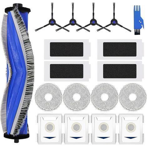 T30 Accessoires de rechange pour ECOVACS DEEBOT T30 PRO OMNI / T30 OMNI Aspirateur Robot, 1 Brosse Principale, 4 Filtres, 4 Brosses Latrales, 4 Serpillires, 4 Sacs Poussire Antibactriens (1/5)