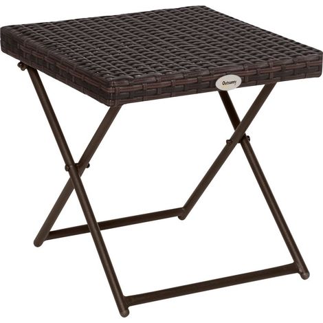 Klappbarer Gartentisch im gemütlich-schicken Stil, Maße 40 x 40 x 40 cm (L x B x H), Stahl und Gestell aus Kunstharz-Imitat-Rattan, braun (1/5)