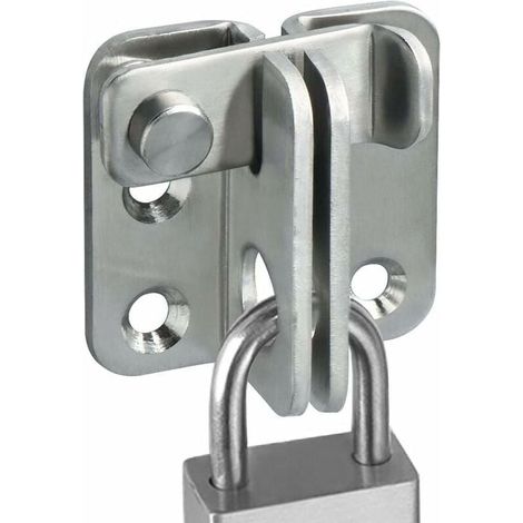 Serrure de porte coulissante cadenas moraillon loquet de porte loquet crochet antivol, finition inox bross (1/5)