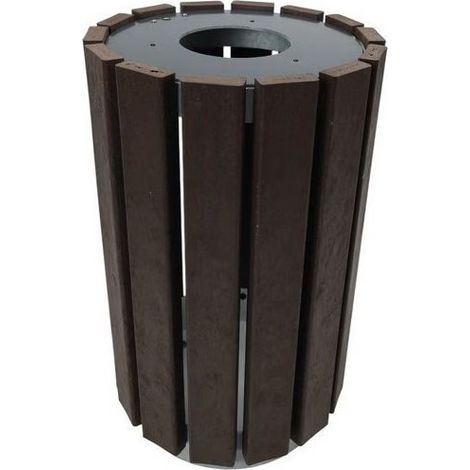 Poubelle Ronde à Fente Extérieur 90L Escapade Marron Hauteur 77cm - A398109 (1/2)