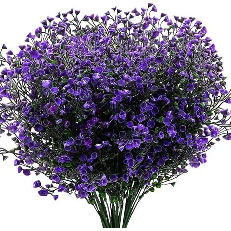 Lot de 4 arbustes artificiels résistants aux UV, plantes en plastique vert pour extérieur, fausses fleurs et feuillages décoratifs, buissons synthétiques durables. (1/2)