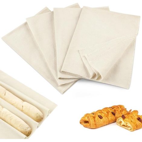 4 Geschirrtücher für Sauerteigbrot 35,5 x 47,8 cm Dicke, wiederverwendbare Brottücher zum Gehenlassen von Teig, für Baguettes, Gebäck und Brotbac (1/5)