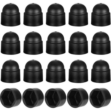 M10 (16-mm-Schlüsselweite) Schwarze Kunststoff-Schutzkappen für Sechskantmuttern und -schrauben, 20 Stück (1/4)