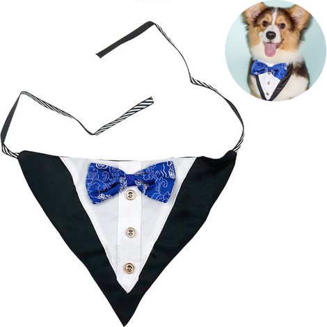 Collier bandana élégant pour chien, style smoking, avec nœud papillon ajustable, pour chiens de petite, moyenne et grande taille. (1/5)