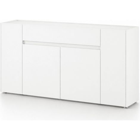 Credenza Moderna Madia In Melaminico Con 4 Ante E 1 Cassetto Mobile Contenitore Per Sala Da Pranzo Soggiorno Design Senza Maniglie Elegante Capiente 170 X 85 X 40 Cm Bianco (1/5)