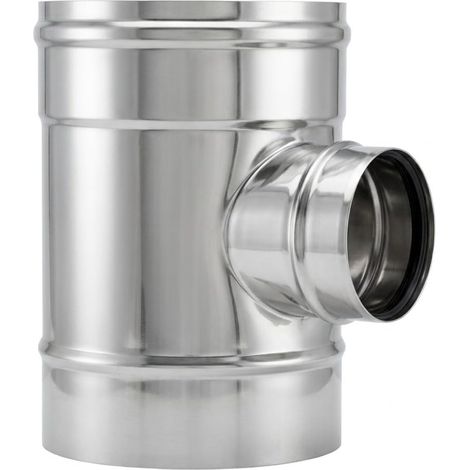 MAKA Raccordo a T 87° Ridotto a 80 Condensazione Canna Fumaria Acciaio Inox Ø 100 mm (1/5)