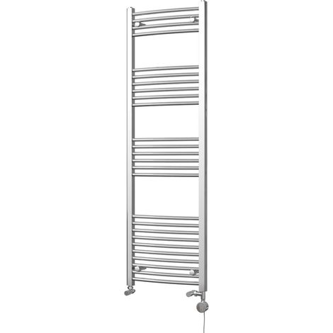 Zennor - Chrome Dual Fuel Towel Rail H1600mm x W500mm Thermostatic - Curved (1/3)